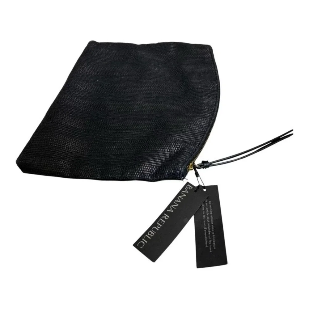 BANANA REPUBLIC Black Leather Make‎ Up Accessory Bag Pouch NWT